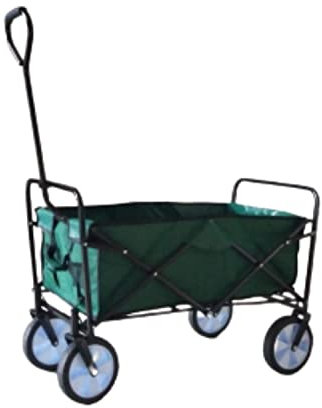 Trendi® Folding Wagon, Multi-Purpose Utility Cart - Collapsible, Height Adjustable & Foldable Handcart for Shopping, Gardening, Outdoor, Camping, Fishing, Beach Wagon, Trolley on Wheels (Green)