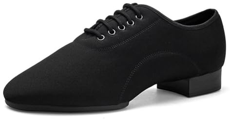 omcam Men's Latin Dance Shoes, Professional Ballroom Tango Waltz Performance Shoes 1 Inch Standard Heel Modern Dancing Shoes for Male,Suede Split Sole,9.5