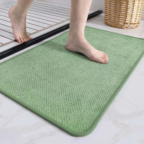 COLOR&GEOMETRY Badematte rutschfest 40 x 60 cm, Weich Badteppich rutschfest Waschbar, Imitierte Gewebte Badezimmerteppich, Saugfähige Badvorleger für Dusche, Badezimmer, Badewanne - Grün