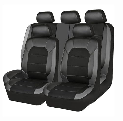 ZONEWD 9 Stück Auto Sitzbezüge für Dacia Dokker/Duster/Jogger Extreme/Logan MCV/Nova/Supernova 2000-2024, Autositzbezüge Kompletter Satz Leder Full Wrap Wasserdicht Auto Zubehör,Grey