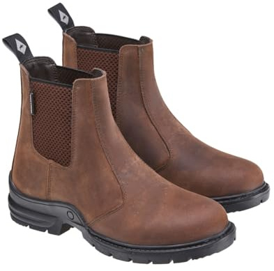 Harry Hall Elasticated Leather Short Yard Boots - Durable Outdoor Footwear with Side Panels & Pull Tab - Pre-Worn Finish, Versatile Design