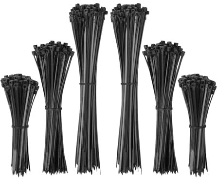 600 Pieces Black Set, 100/150/200 mm 200 Pieces Each, Total 600 Pieces, Nylon Cable Ties Adjustable UV Resistant, self-Locking Cable Ties for Workshop Garden Living for organizing Cable Management