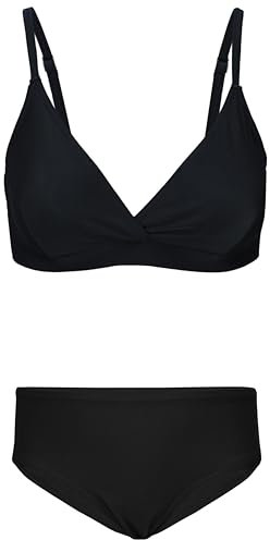 Aquarti Mädchen Bikini Set Bustier Bikinislip Zweiteiliger Badeanzug, Farbe: 039 Schwarz, Größe: 164
