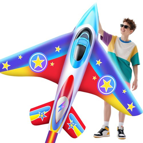 YFAFENGS Airplane Kites for Kids & Adults, Best Beach Kite for Beginners Easy to Fly Kite with Long Tail Kites for Kids Ages 8-12, Professional for Beach and Outdoor Activity