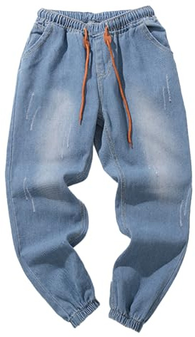Pantaloni da uomo Baggy Jeans a gamba larga Vintage Straight Leg Denim Pantaloni Lunghi Vita Elastica Pantaloni da Lavoro Tinta unita Con Tasche Pantaloni Sportivi Adolescenti Ragazzi Streetwear Hip