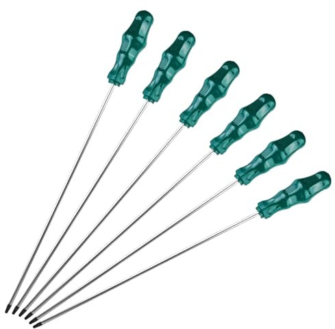 WIYETY Lot de 6 tournevis Torx longs : tournevis magnétique, long tournevis étoile longueur de la lame 400 mm, ensemble de tournevis avec manche en plastique (T15, T20, T25, T27, T30, T40)