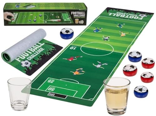 BLUECHOLON Gioco di Bere Calcio, Curling Gioco di Abilità Ciuccio di Tequila, Drinking Game. 120 x 30 cm, 6 palloni, 2 shock. Partite di gioco.