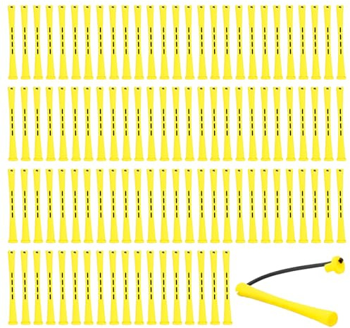 100Pcs Yellow Perm Rods for Natural Hair, Small Cold Wave Rods for Tight Curls, 0.32 Inch Non-Slip Plastic Hair Rollers for Short Hair, Professional Salon Curler Tool with Rubber Band, Bulk Pack
