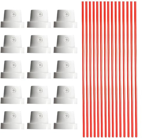 Vauki Lot de 15 têtes de pulvérisation de rechange universelles pour bombes aérosols, têtes de pulvérisation de rechange avec tube capillaire, accessoire pratique pour graffiti et spray de peinture