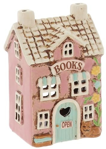Village Pottery Small Pink Book Shop Ceramic Tealight Holder