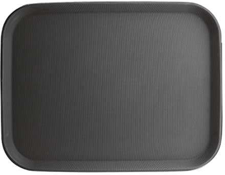 Olympia Kristallon Polypropylene Plastic Non-Slip Tray - Rectangular - 457(W) x 356(D) mm / 18 x 14 inch, Black, Slip-Resistant Textured Surface, Fast Food Canteen Tray, Stackable, C559
