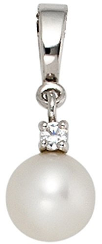 Jobo Damen-Anhänger aus 14 Karat 585 Weißgold mit Perle und Diamant
