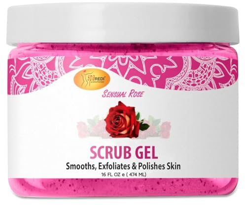 SPA REDI – Exfoliating Scrub Pumice Gel, Sensual Rose, 16 oz - Manicure, Pedicure and Body Exfoliator Infused with Hyaluronic Acid, Amino Acids, Panthenol and Comfrey Extract