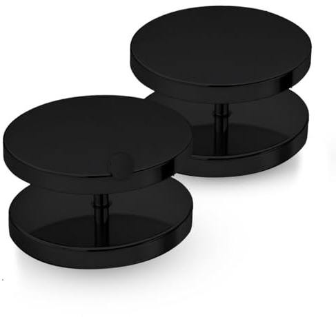 Soul-Cats Ohrstecker (2 Stück) mit Schraubverschluss aus Edelstahl in Schwarz, Ohrringe mit flachem Verschluss für Damen und Herren in der Größe 16 mm