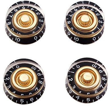 Healifty Gitarre Knöpfe Potiknöpfe mit Weiß Zahlen für Gibson Epiphone Stil E-gitarre Teile Ersatz 4 STÜCKE (Schwarz und Gelb)