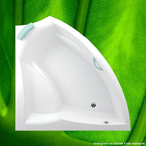 Bañera de esquina 150 x 150 Auriga, soporte para bañera y desagüe, juego completo L