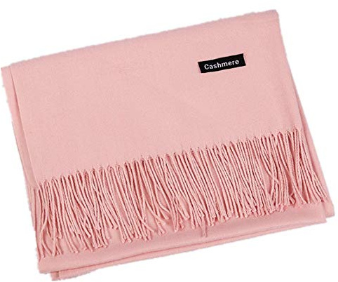 freesiom Echarpe Unisexe Homme Femme Hiver Automne Chaude Cachemire Longue Couleur Uni Frange Châle Foulard Tour Cache Cou Mode Simple Elegant Douce (Rose Pale)