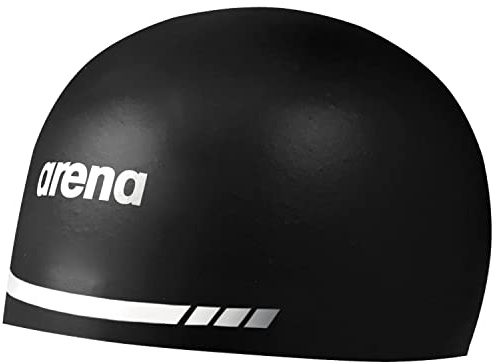 Arena 3D Soft USA Bonnet de Bain Unisexe en Silicone pour Adulte pour Homme et Femme, kit d'entraînement et de Course de Piscine, Noir, Taille XL