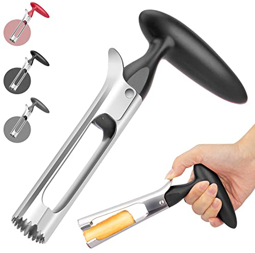 Apple Corer, Premium Stainless Steel Apple Corer Tool,Sturdy Ergonomic Handle, Easy to Use and Clean, Durable,Remover for Pears, Bell Peppers, Fuji, Honeycrisp, Pink Lady Apples (black)
