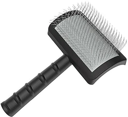 Uxsjakjsd Brosse fixe pour chien - Brosse extra longue pour grands chiens - Toilettage des animaux de compagnie - Brosse métallique et épilation (noir)