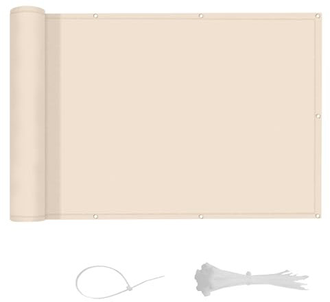 LOVE STORY Pantalla de Privacidad para Balcón 90x600cm,Impermeable Tela PES,Toldo con Ojales, Protección UV, Ideal para Jardín, Piscina y Barandillas,Caqui