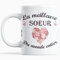 Cadeau Soeur Anniversaire Noel Mug La meilleure Soeur du monde entier Idee cadeau pour Sœurs Message unique pour Noel fêtes de fin d'année avec un coeur Tasse originale Grande Petit Soeur