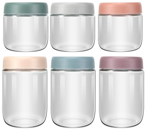 Pavlleen 6 Stück Overnight Oats Gläser,Einmachgläser mit Schraubdeckel,für Salat,Chutney,Joghurt,Pudding,Marmelade,Einlegen,Babynahrung,klein Gläser mit Deckel Als Mason Jar Meal Prep Boxen