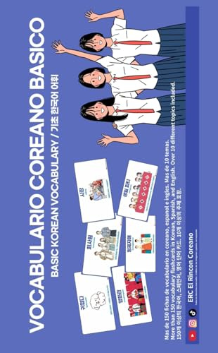 CUADERNO RECORTABLE DE TARJETAS DE VOCABULARIO COREANO. Aprende 150 Palabras Básicas en Color