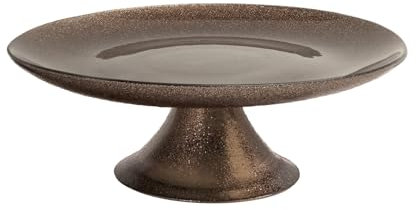 H&H-Regent, Alzatata, per dolci, per pietanze, alzata natalizia, in vetro, effetto glitter, marrone, 21,5 cm