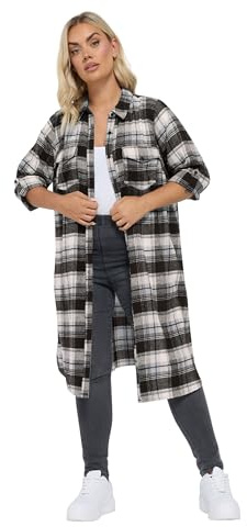 Yours Curve & White Check Maxi Shirt - Women's - Plus Size Curve