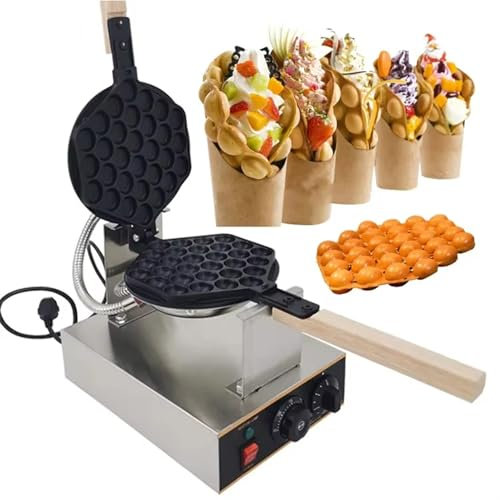 KYZTMHC Máquina para Hacer Waffles con Burbujas de 1400 W, de Acero Inoxidable Antiadherente, con rotación de 180° y Control de Temperatura para restaurantes y panaderías