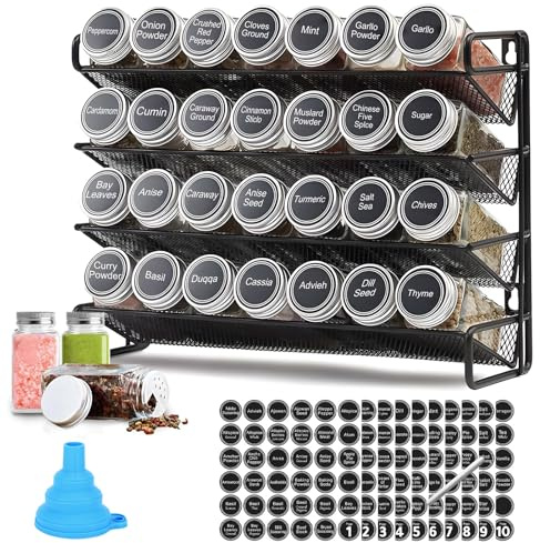 Brazal 4 Tier Spice Rack Organizer with 28 Spice Jars