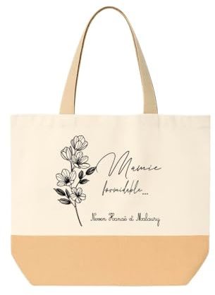 Générique Sac cabas “Mamie formidable” personnalisable avec prénom(s) — Tote bag toile & jute 34×44×18 cm (29L) — Cadeau mamie fête des grands-mères, anniversaire, Noël