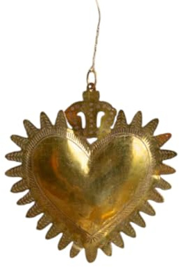 Générique Coeur Ex-Voto Décoratif Doré, Ornement Mural Sacré, Collection Ex-Voto 9 x 9 cm