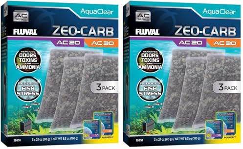 Fluval Zeo-Carbón para Filtro Mochila para Acuario AquaClear AC20/AC30, 3 pc (Paquete de 2)