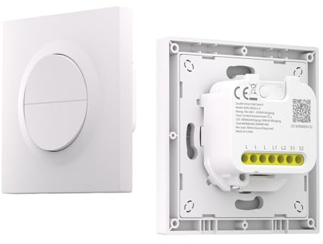 SONOFF Fusion, Orb-ZBW2L(MINI-ZB2GS-L-E) Smart Light Switch, Zigbee 2-Channel Smart Wall Switch, No Neutral Wire Required, 12A/Total, Works with Alexa, Google Home, SmartThings & Home Assistant