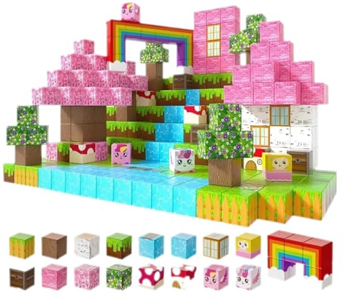 Luxalba 100Pcs Unicorn Castle Magnetic Building Block Toy