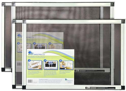 Fenestrelle Expandable Window Screen – 15″ H × 21″–40″ W Horizontal, 2‑Way Adjustable Window Screen with Flame Resistant Fiberglass Mesh, Pack of 2