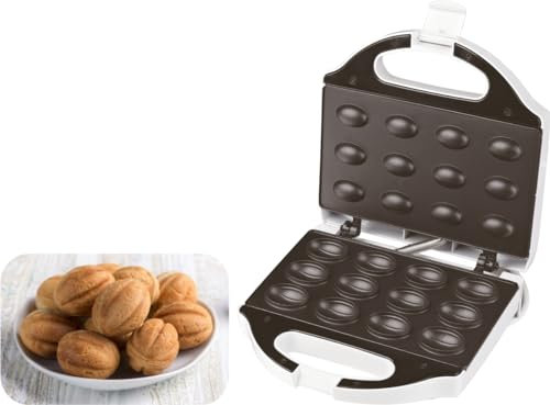 Graziano, Macchina per Noci, Macchina per Realizzare Dolci a Forma di Noci, Dotata di Piastra Antiaderente, Maniglia Termoresistente e Spie Luminose, 750W