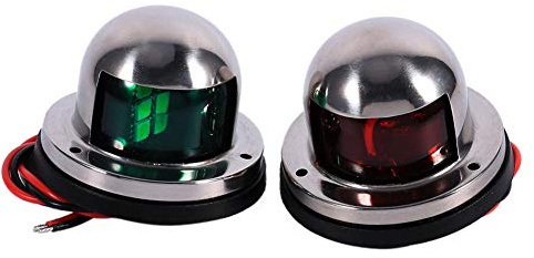 Keenso 1 Pair Led Bow Boat Navigation Lights Red and Green, 12v Anti-corrosion Marine Boat Yacht Light 8 LEDs Kit Stainless Steel Waterproof Pontoons Sailing Lights for Boats Boat/Yacht Spare Parts