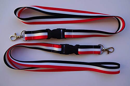 Schlüsselband in schwarz weiß rot, EIN Paar/Zwei Stück