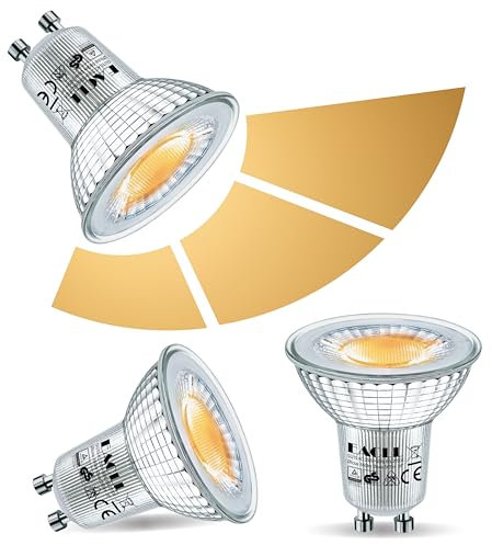 EACLL Bombillas Foco LED GU10 6W-3W-1W Regulable(3 Etapas), No requiere atenuador, Luz Blanca Cálida(2700K), Paquete de 2, 565LM Equivalente 75W Halógena Reflectora, 38° Sin Parpadeos Spotlight
