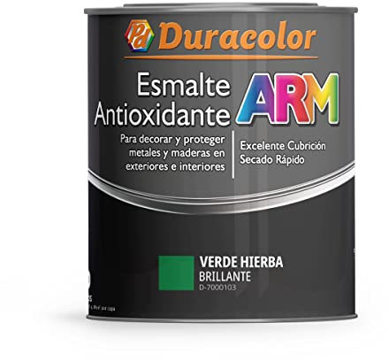 Esmalte Antioxidante ARM - Color Verde Hierba - 750 ml - Superficie Exterior e Interior - Acabado Brillante y de Rápido Secado - Excelente Dureza y Resistencia - Duracolor