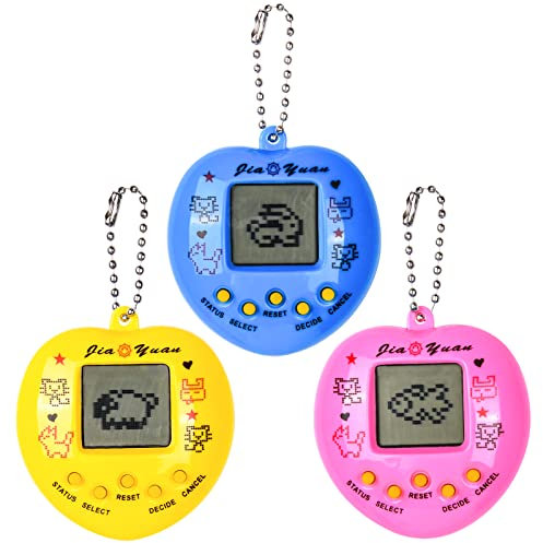 FORMIZON 3 Stück Elektronische Haustier Spielmaschine, Digitale Haustier Spielmaschine Handheld, Virtuelle Haustier Tierspielzeug mit Schlüsselanhänger, Retro Spielzeug für Kinder Erwachsene