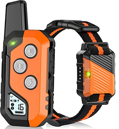 PIOUNS Shock Collar for Dogs, IP67 Waterproof Dog Training Collar with Remote, 3 Training Modes with Beep, Vibration, and Safe Static, Rechargeable for Large Medium