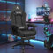 ALFORDSON Gaming Stuhl, Racing Gamer Stuhl mit 2 Punkt Massage zum Spielen, Ergonomischer Computerstuhl mit Lendenkissen, Höhenverstellbar, Stoffmaterial, Grau
