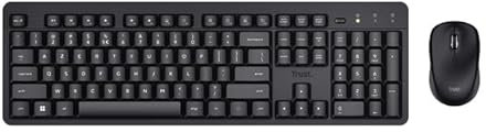 Trust ODY II - Pack de Teclado y ratón inalámbrico AZERTY Belga silencioso, Resistente a Salpicaduras, Teclas Planas flotantes, Receptor USB único, Set para PC portátil Windows Mac, Color Negro