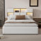 Aoskem Polsterbett Bett 140x200 Doppelbett, LED-Kopfteil mit Stauraum Ablagefächer & USB-Buchse, Bettgestell mit Lattenrost, Kinderbett Jugendbett Flachbett Funktionsbett, Ohne Matratze, Leinen Beige