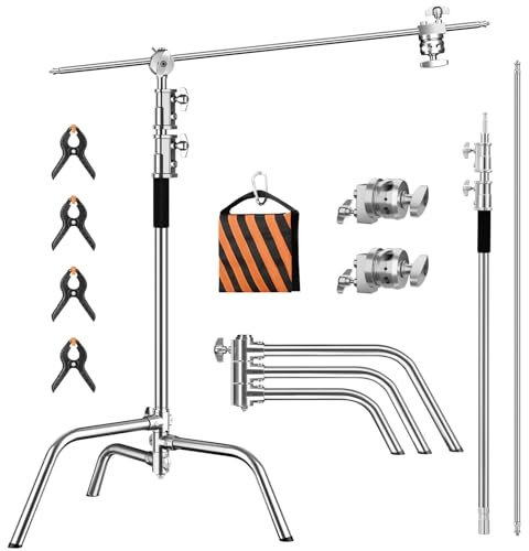 Heavy Duty C Stand with Boom Arm 6.9ft/210cm C Stands 100% Stainless Steel