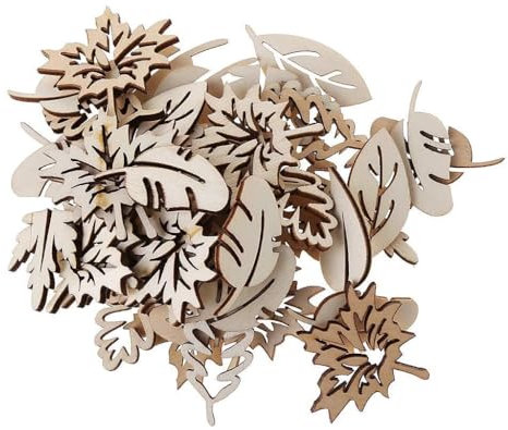 50 unids/set hojas huecas recortes de madera colgantes de árbol de Navidad suministros de fiesta de vacaciones para boda mesa esparcir adornos